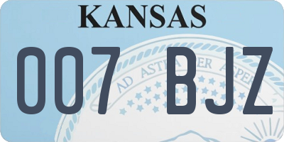KS license plate 007BJZ