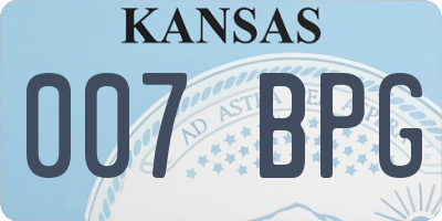 KS license plate 007BPG
