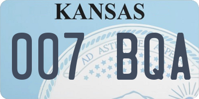 KS license plate 007BQA