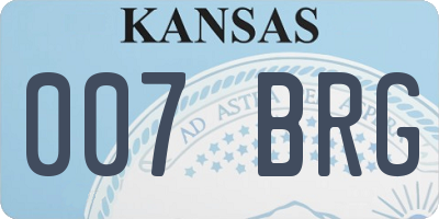 KS license plate 007BRG