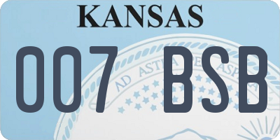 KS license plate 007BSB