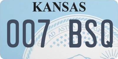 KS license plate 007BSQ