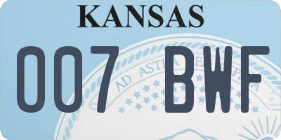 KS license plate 007BWF