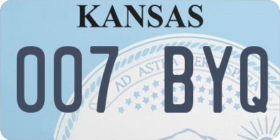 KS license plate 007BYQ