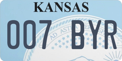 KS license plate 007BYR