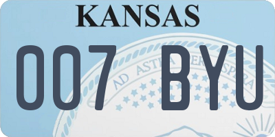 KS license plate 007BYU