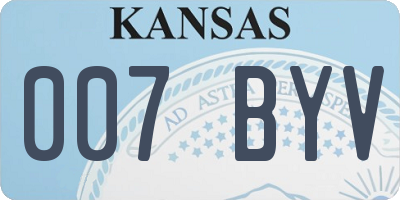 KS license plate 007BYV