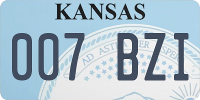 KS license plate 007BZI