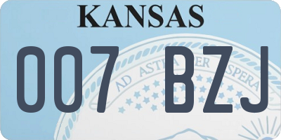 KS license plate 007BZJ