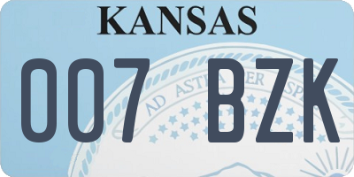 KS license plate 007BZK