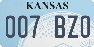 KS license plate 007BZO