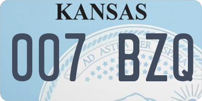 KS license plate 007BZQ