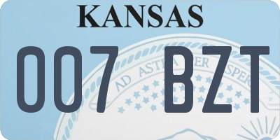 KS license plate 007BZT
