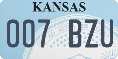 KS license plate 007BZU