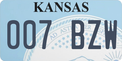KS license plate 007BZW