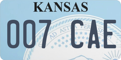 KS license plate 007CAE