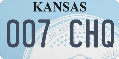 KS license plate 007CHQ
