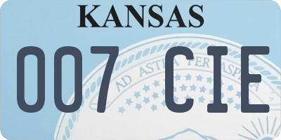 KS license plate 007CIE
