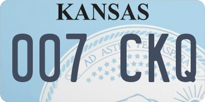 KS license plate 007CKQ