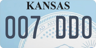 KS license plate 007DDO