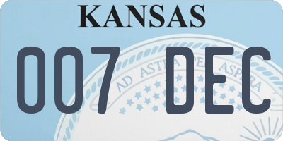 KS license plate 007DEC