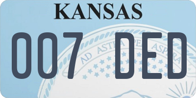 KS license plate 007DED