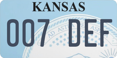KS license plate 007DEF