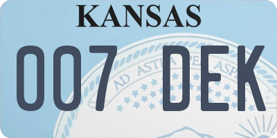 KS license plate 007DEK