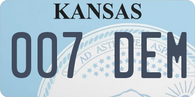 KS license plate 007DEM