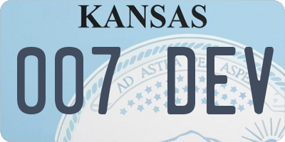 KS license plate 007DEV