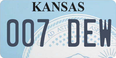 KS license plate 007DEW