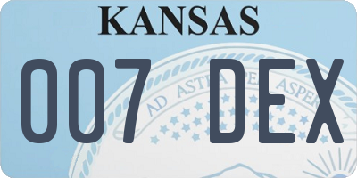 KS license plate 007DEX