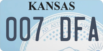 KS license plate 007DFA