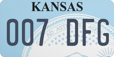 KS license plate 007DFG