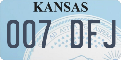 KS license plate 007DFJ