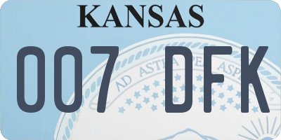 KS license plate 007DFK