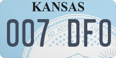 KS license plate 007DFO