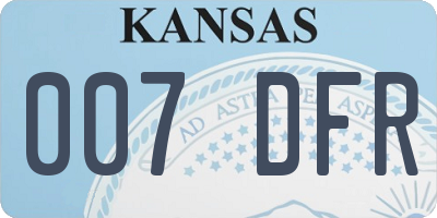 KS license plate 007DFR