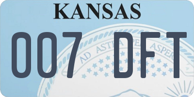 KS license plate 007DFT