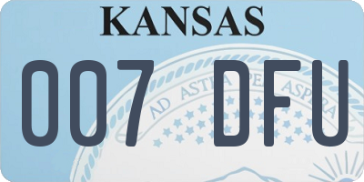 KS license plate 007DFU