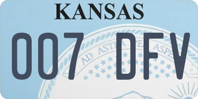KS license plate 007DFV
