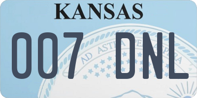 KS license plate 007DNL