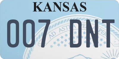 KS license plate 007DNT