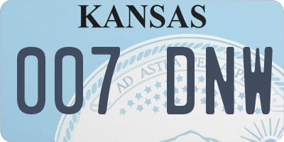 KS license plate 007DNW