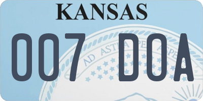 KS license plate 007DOA