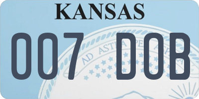 KS license plate 007DOB