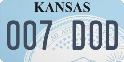 KS license plate 007DOD