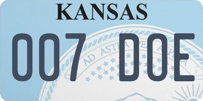 KS license plate 007DOE