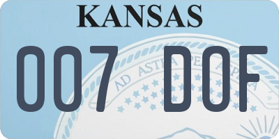 KS license plate 007DOF