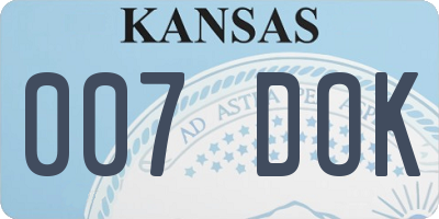 KS license plate 007DOK